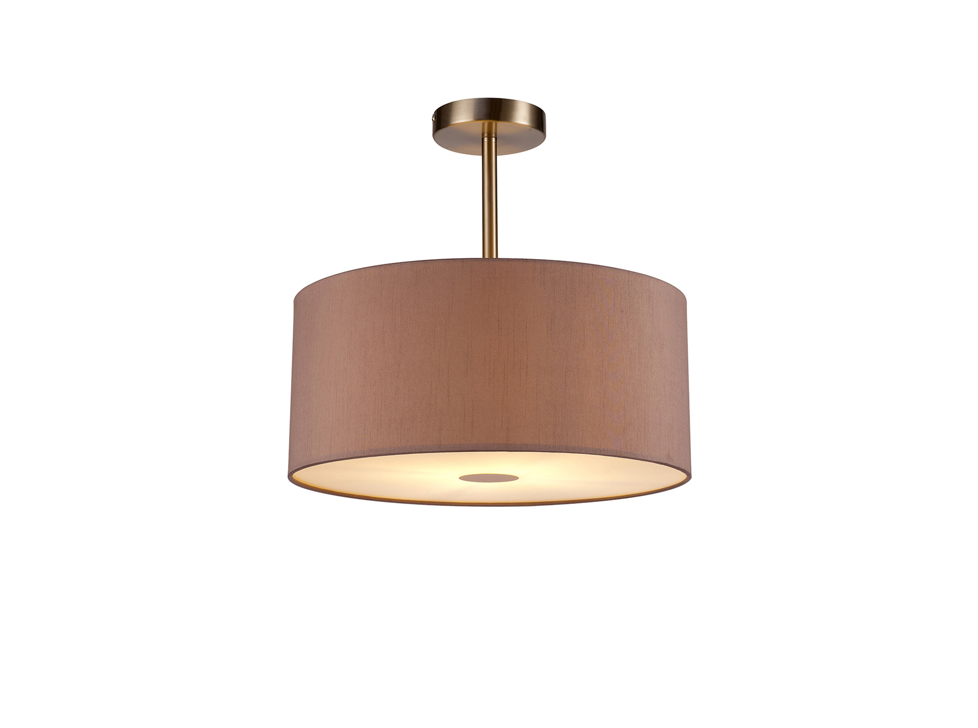 Baymont 40cm Semi Flush 1 Light Satin Nickel, Taupe/Halo Gold, Frosted Diffuser